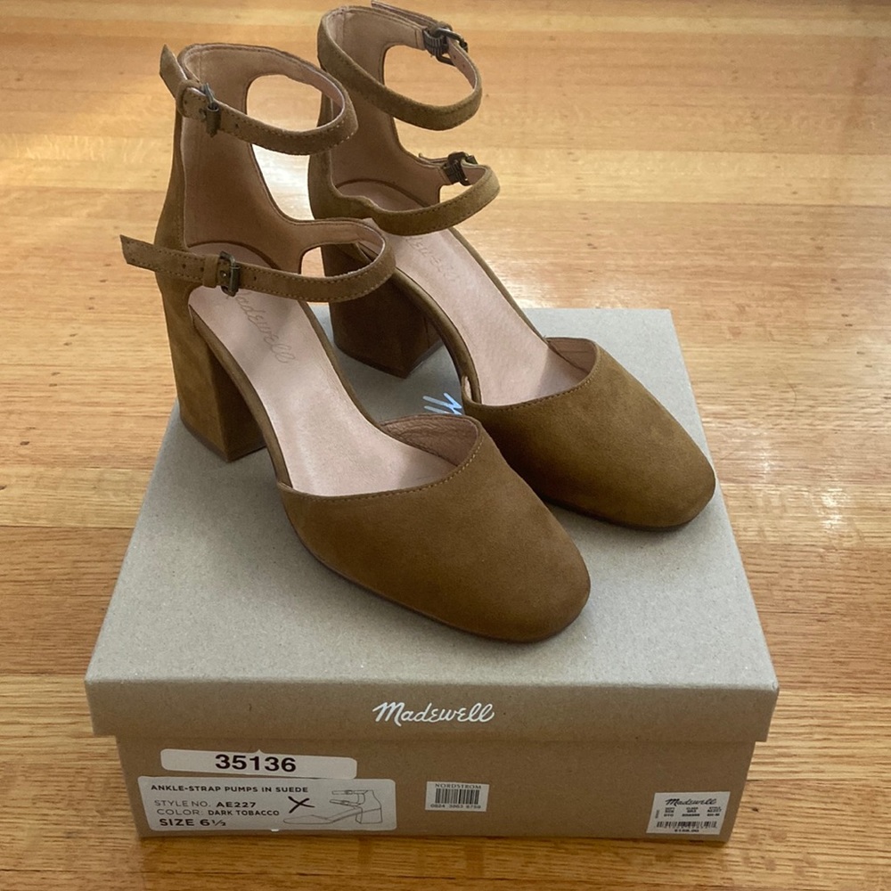 Madewell ankle-strap pumps in suede